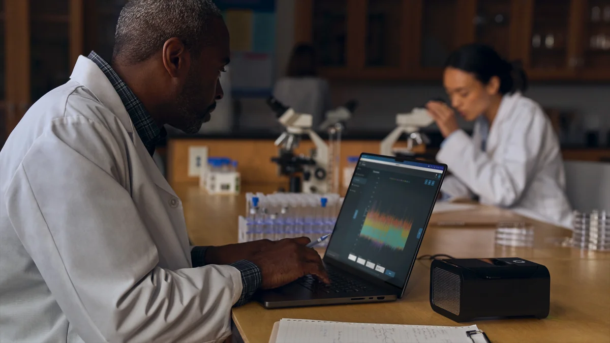 MacBook Pro 14-inch M4 Pro in use in a professional lab environment