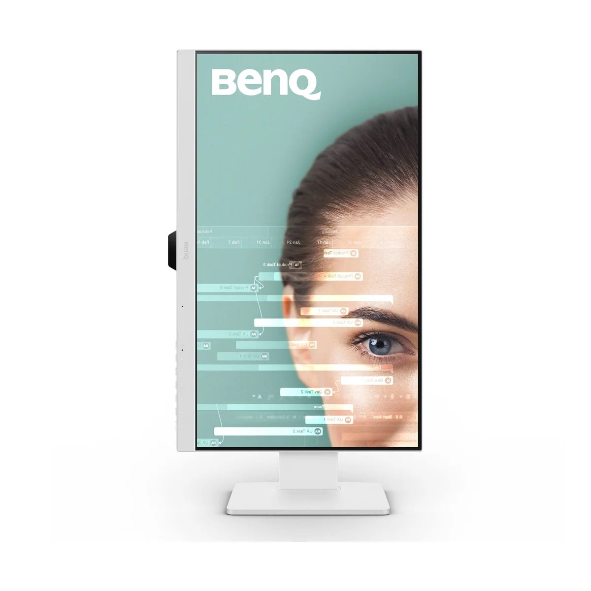 BenQ GW2486TC rotated into portrait orientation on its pivoting stand