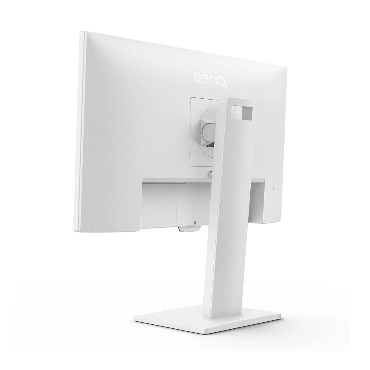 BenQ GW2486TC rear three-quarter view showing the white back panel, stand hinge and rear connection bay