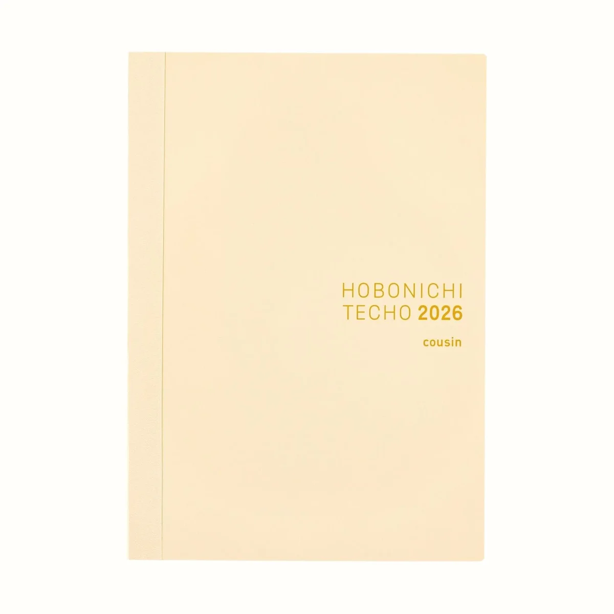 Hobonichi Techo Cousin A5 2026 softcover book, cream cover with gold foil title
