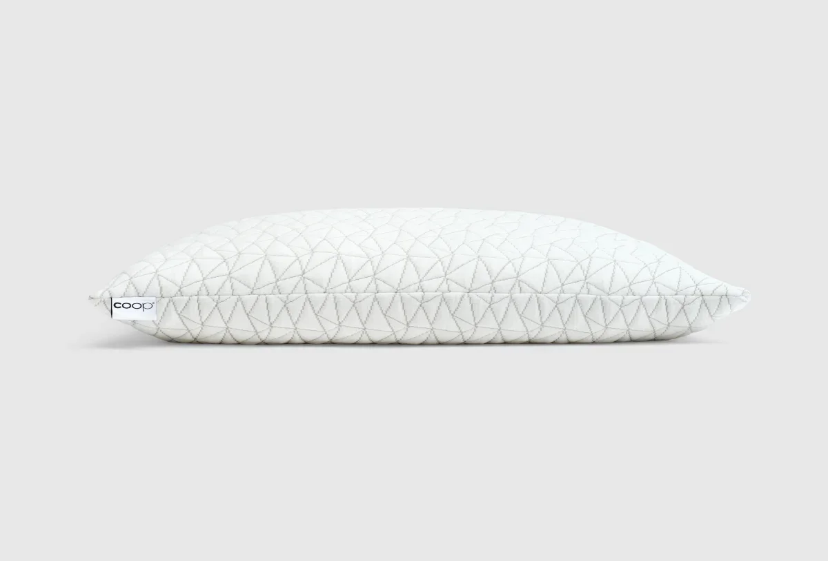 Coop Original Adjustable Pillow side profile showing its loft and zippered gusset