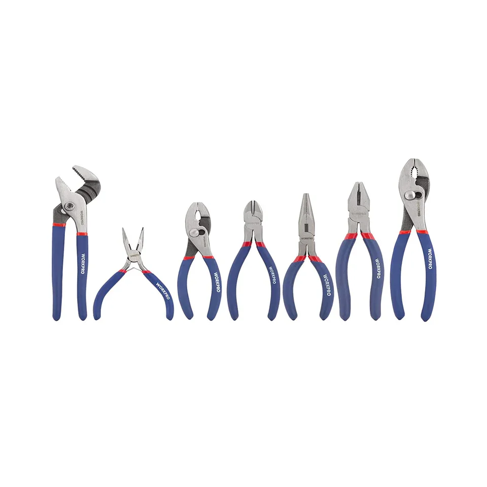 WorkPro 7-Piece Pliers Set in alternate arrangement on white background