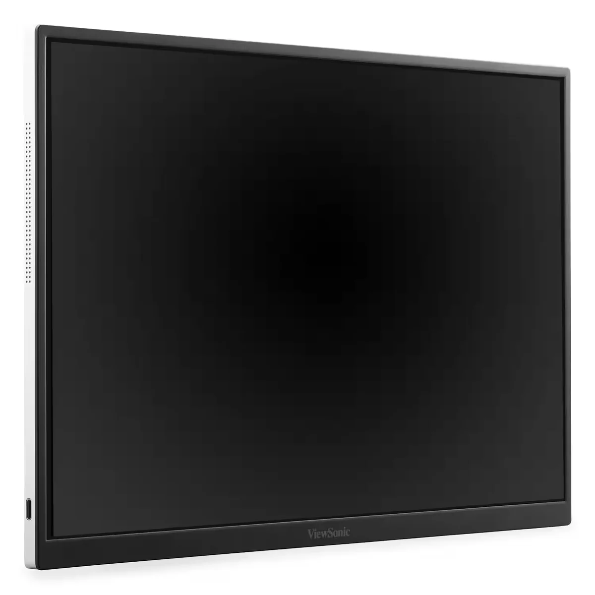 ViewSonic TD1656-2K portable monitor 3/4 angle view showing slim bezel and speaker grille
