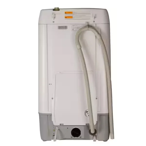 BLACK+DECKER BPWM09W portable washer rear view showing drain hose port and transport wheels