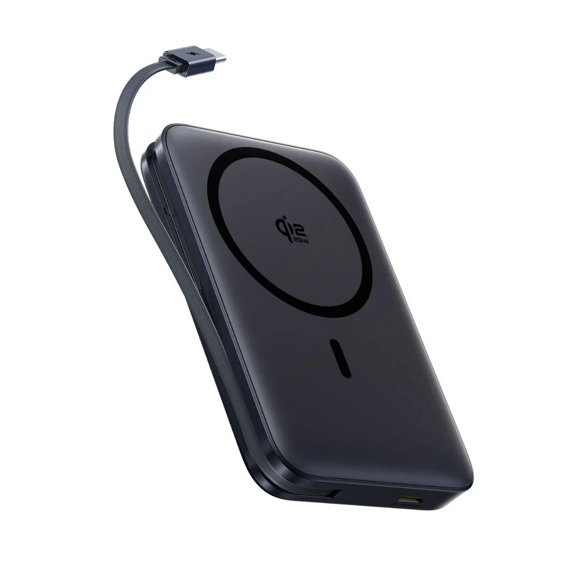 Baseus PicoGo AM61 angled view showing USB-C port and cable routing