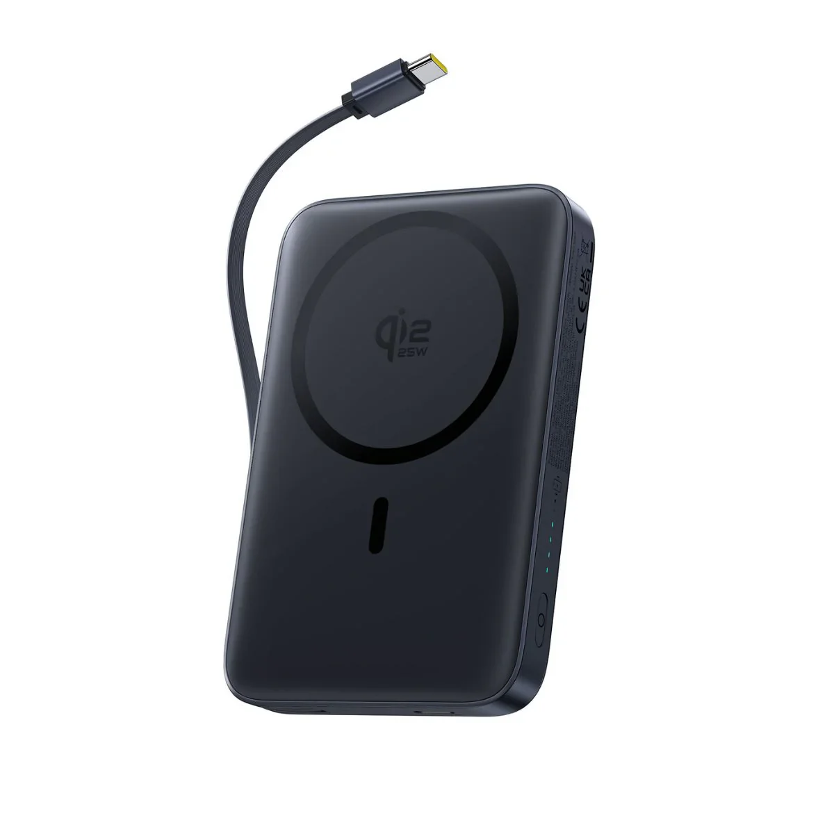 Baseus PicoGo AM61 three-quarter view with retractable USB-C cable extended