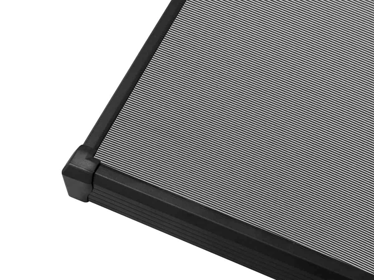Elite Screens Aeon CLR3 close-up of corner frame and CLR3 microstructure screen material