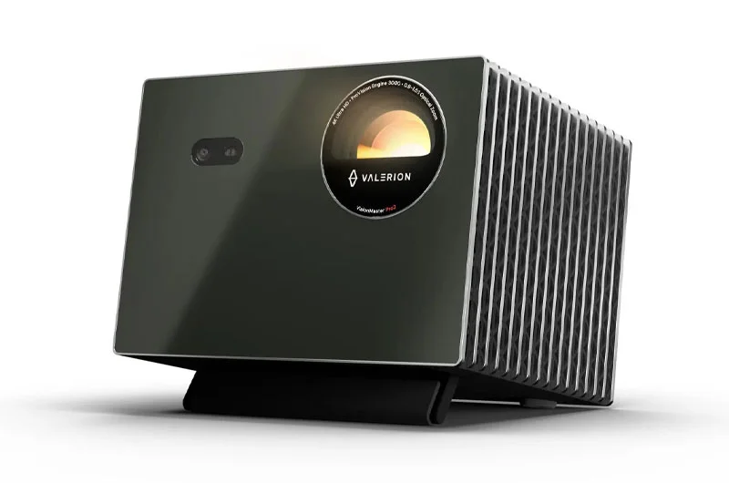 Valerion VisionMaster Pro 2 front view on white background showing lens and ventilation fins