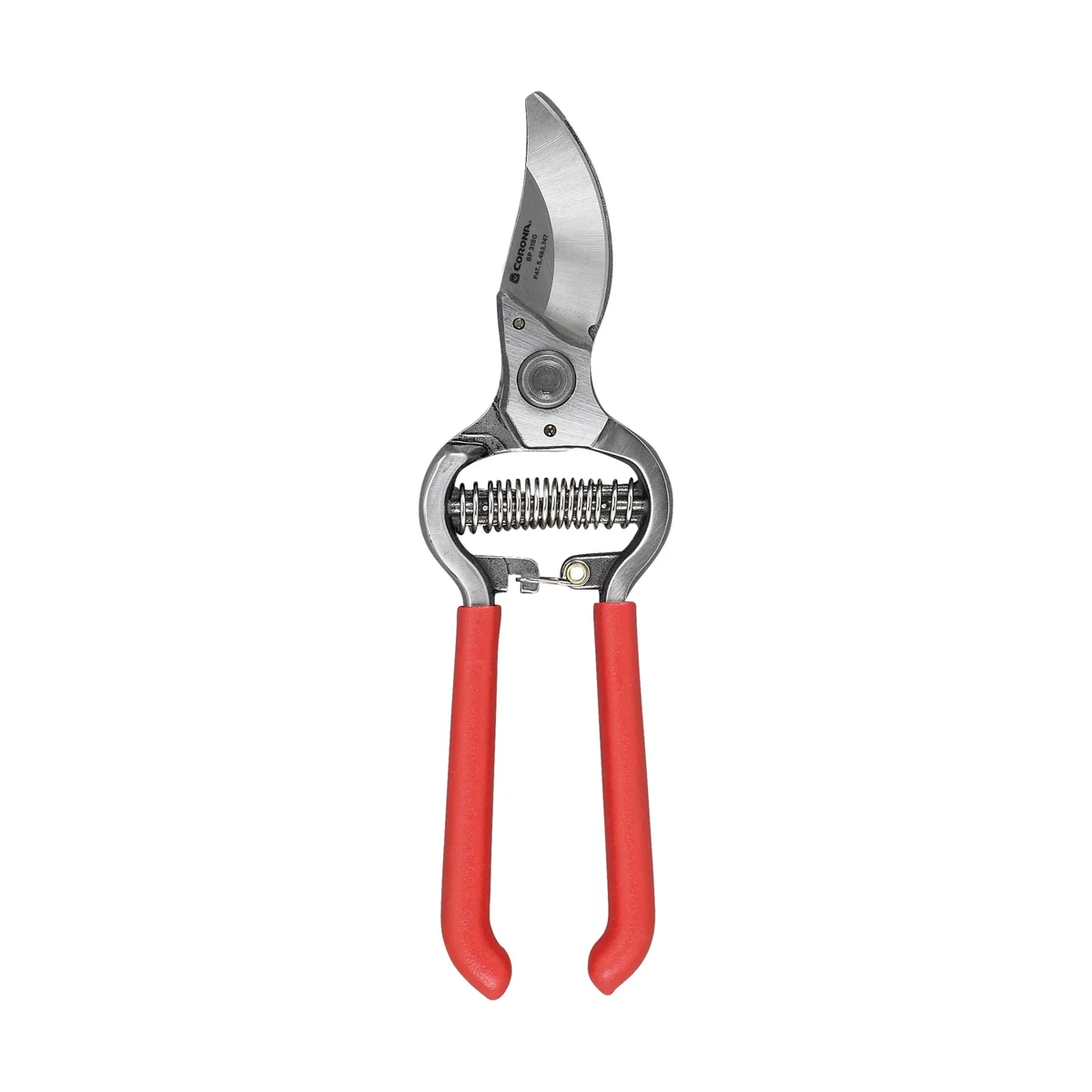 Corona ClassicCUT forged bypass pruner with red-coated handles and curved bypass blade, front view