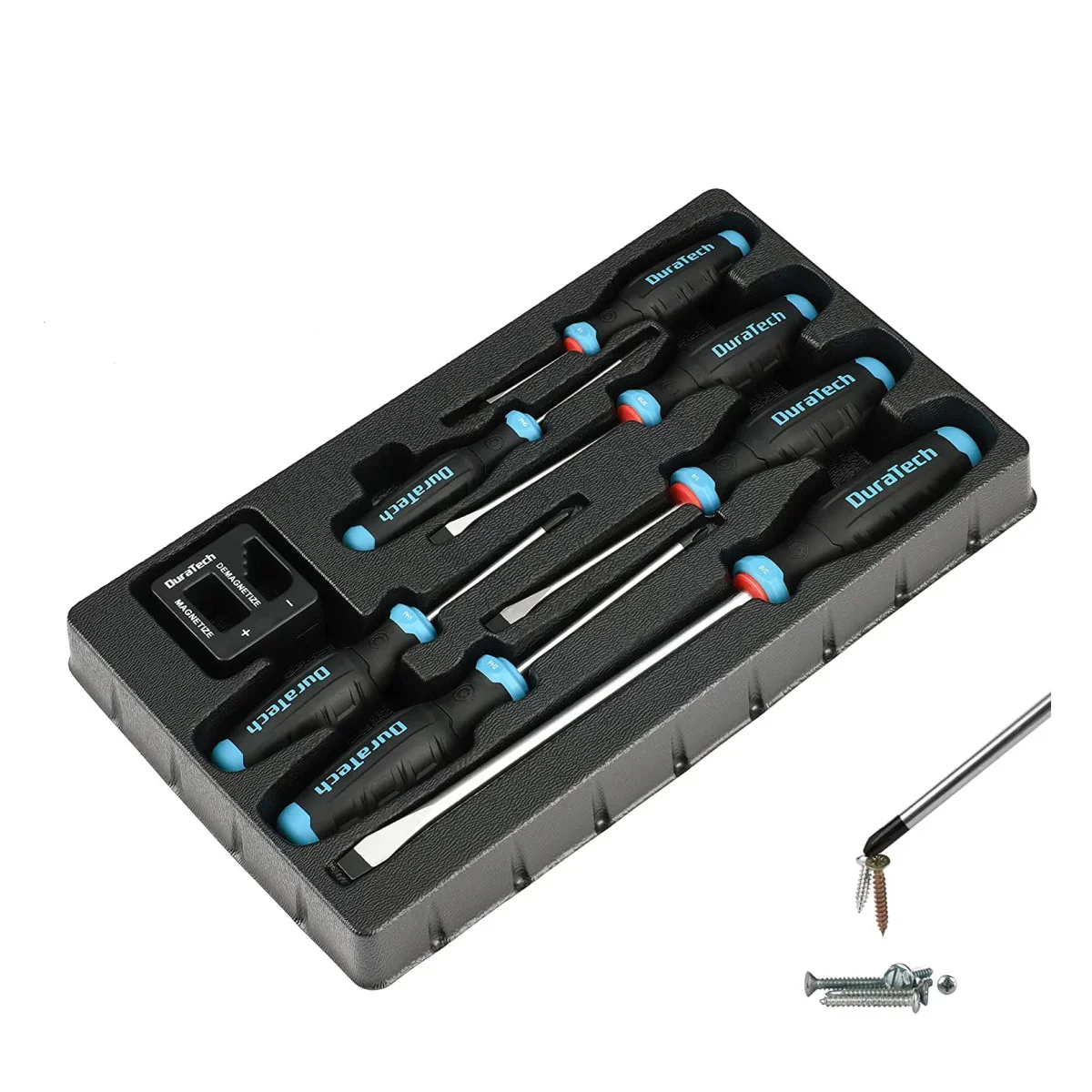 DURATECH 12-Piece Magnetic Screwdriver Set full set in tray with magnetizer/demagnetizer accessory