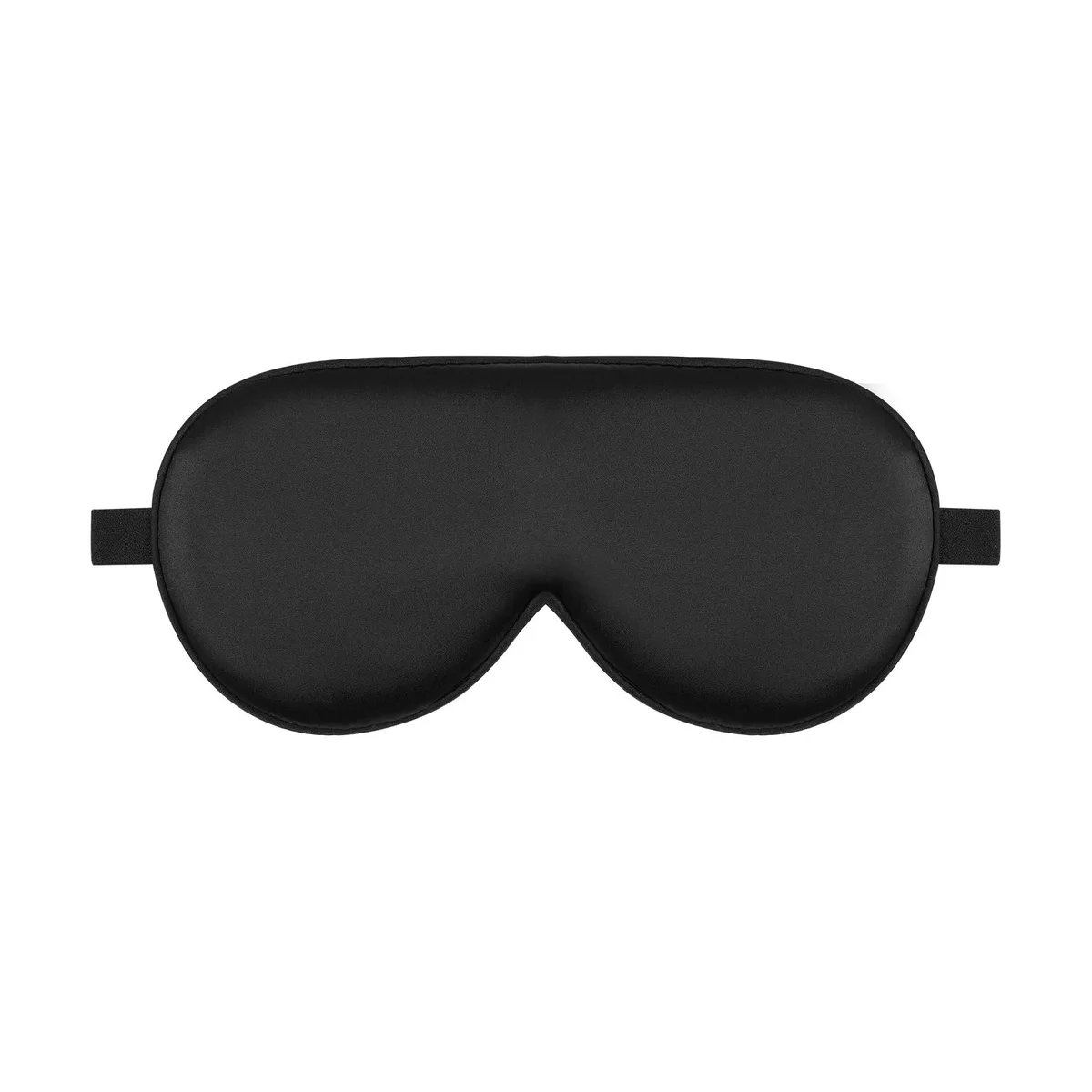 Alaska Bear Natural Silk Sleep Mask in black, front view of the padded mulberry silk eye mask with elastic strap