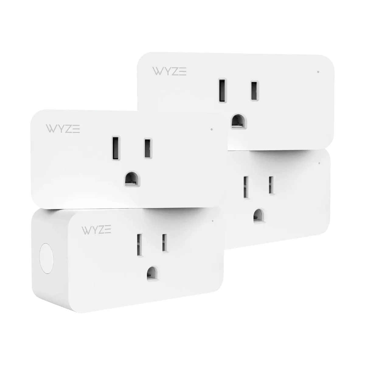 Wyze Plug multi-pack arrangement at an angle showing multiple units