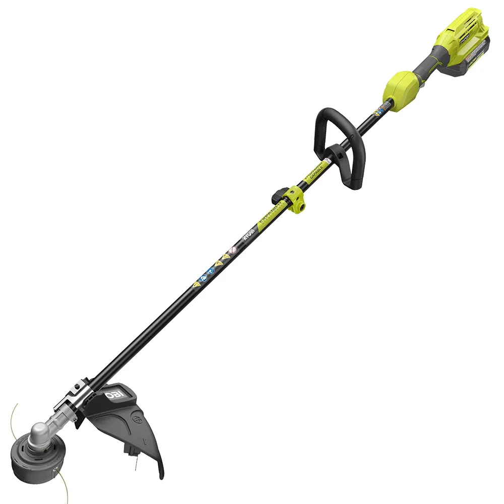 Ryobi 40V string trimmer full view on white background