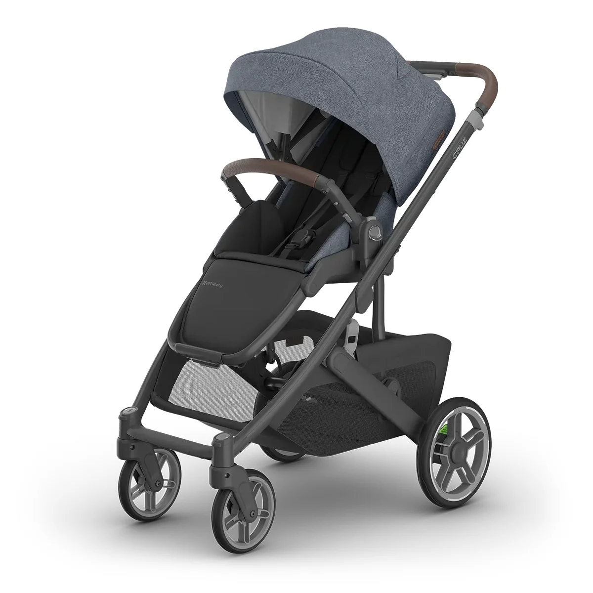 UPPAbaby Cruz V3 stroller in blue Jude colorway, 3/4 angle studio view