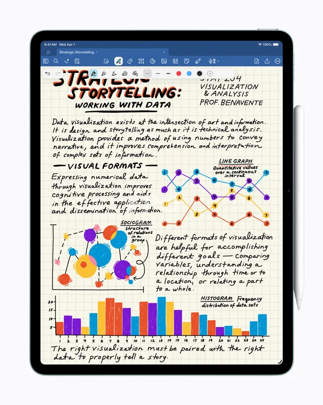 iPad Air M4 with Apple Pencil Pro taking handwritten notes in Goodnotes