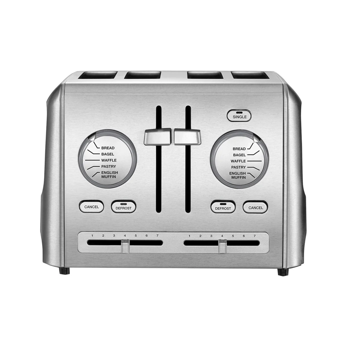 Cuisinart CPT-640 front panel showing dual Bread Select dials and browning controls