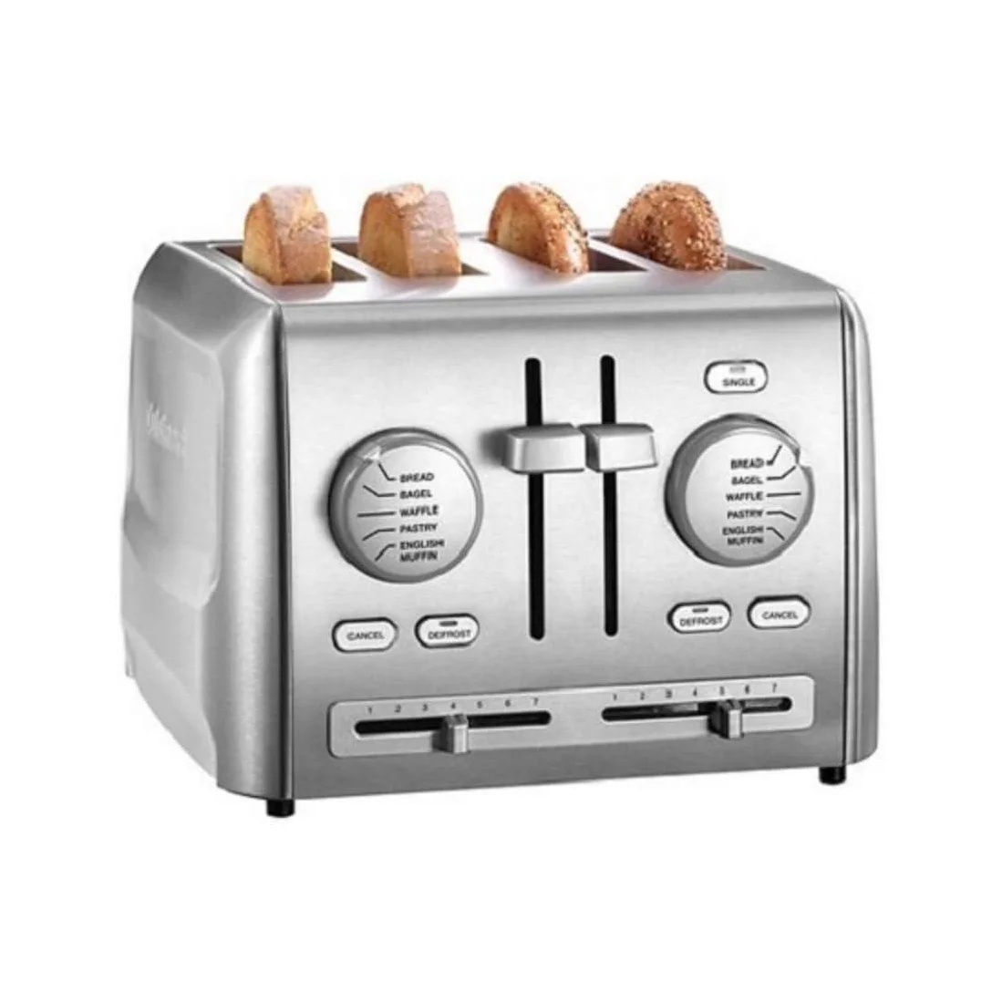 Cuisinart 4-Slice Custom Select Toaster in use with four slices of bread toasting