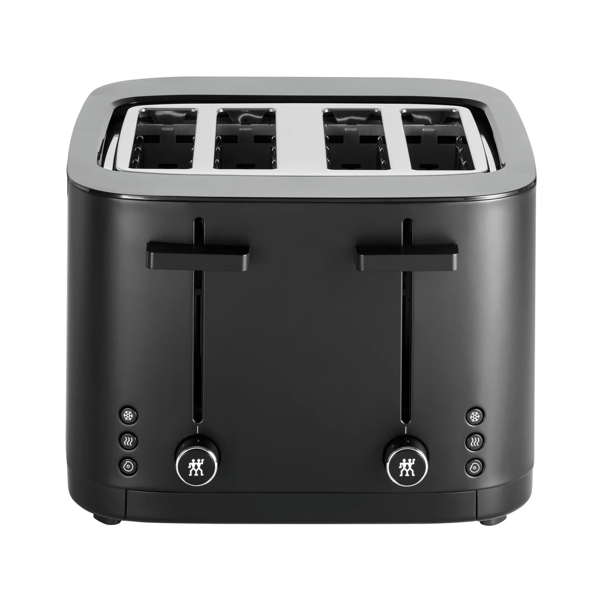 Zwilling Enfinigy Cool Touch Toaster front view showing four slots and dual control knobs