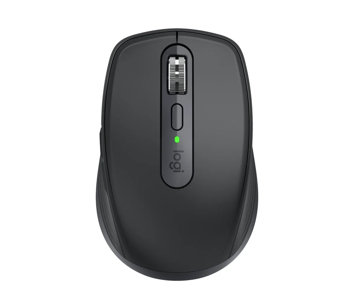 Logitech MX Anywhere 3S top-down view showing scroll wheel and Easy-Switch button