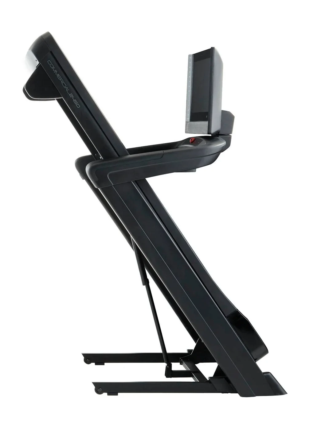 NordicTrack Commercial 2450 treadmill folded upright side profile view