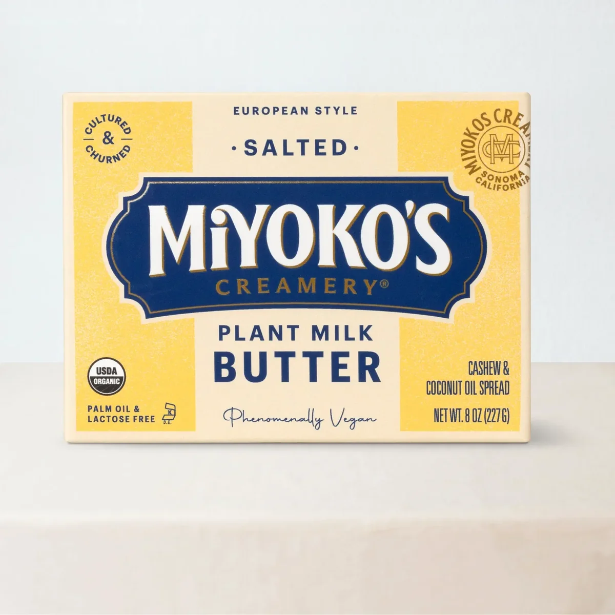 Miyoko's Creamery European Style Cultured Vegan Butter 8 oz box front view