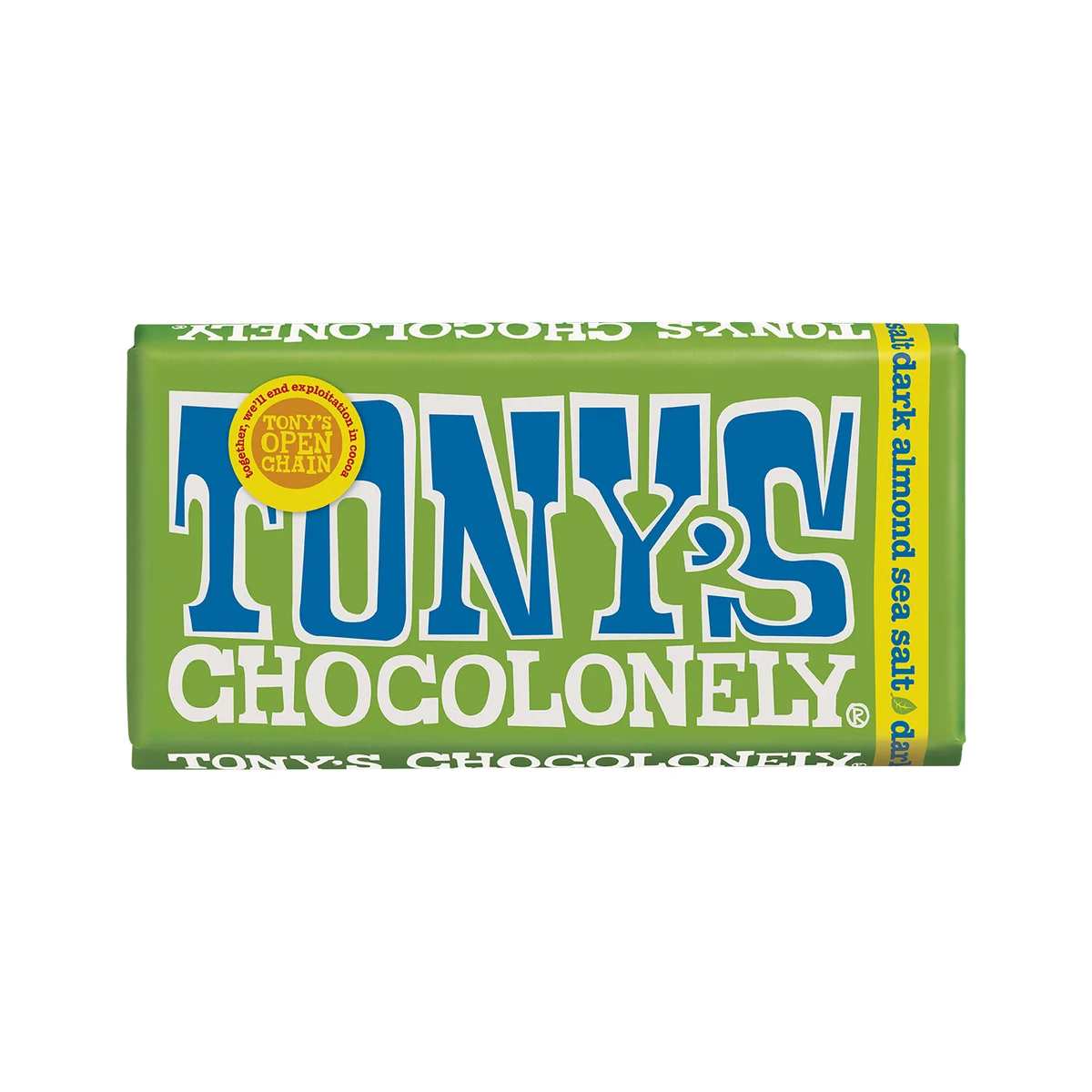 Tony's Chocolonely Dark Chocolate Almond Sea Salt bar