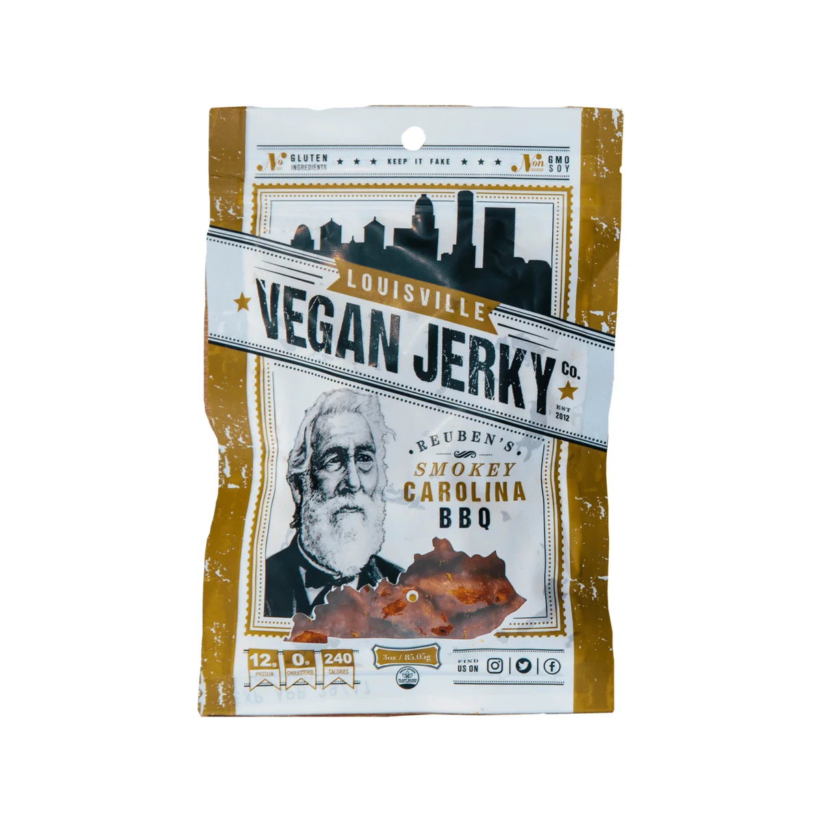Louisville Vegan Jerky Co. Smokey Carolina BBQ bag