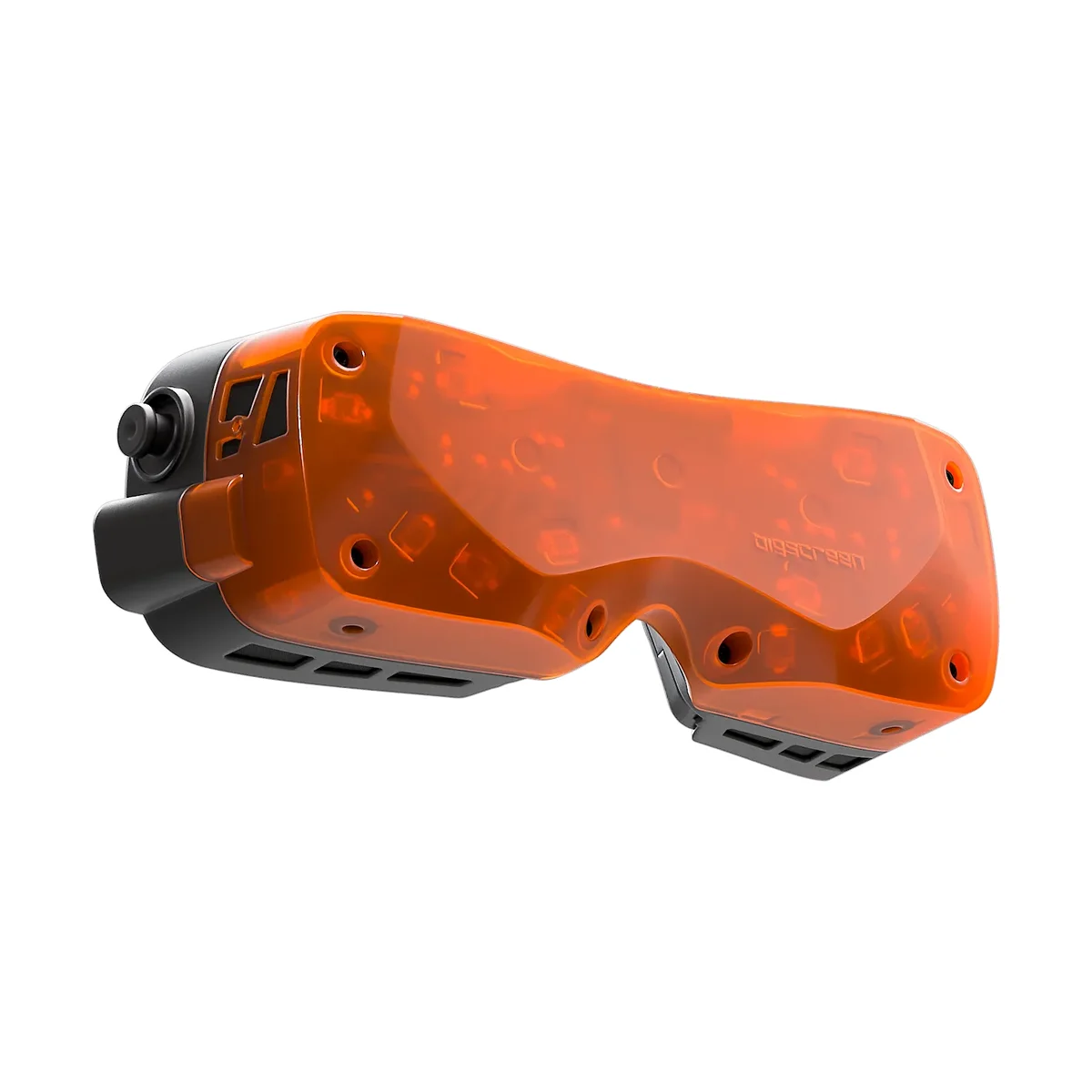 Bigscreen Beyond 2 in orange transparent shell, headset-only side angle