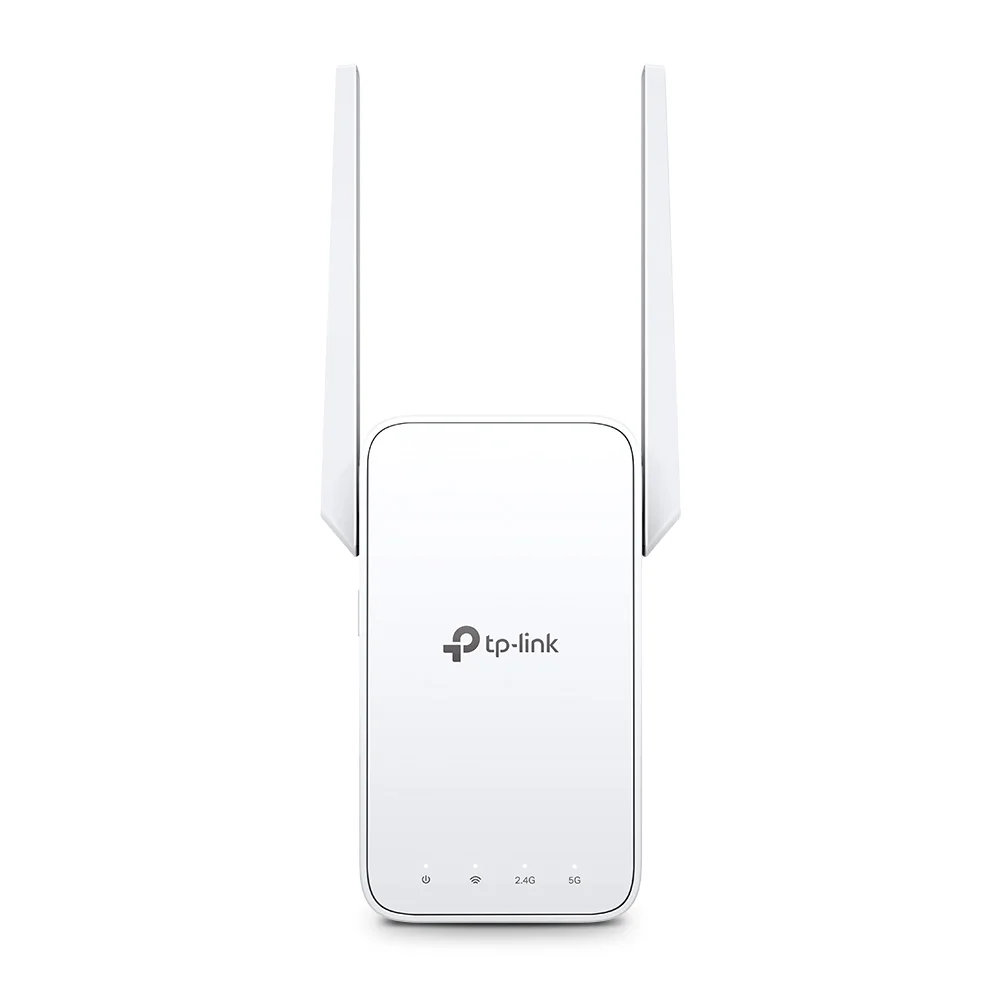 TP-Link RE315 front view showing dual external antennas and TP-Link branding