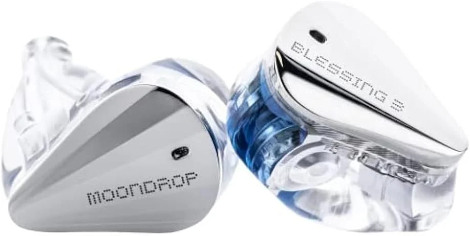 Moondrop Blessing 3 in-ear monitor pair with metal faceplates on white background