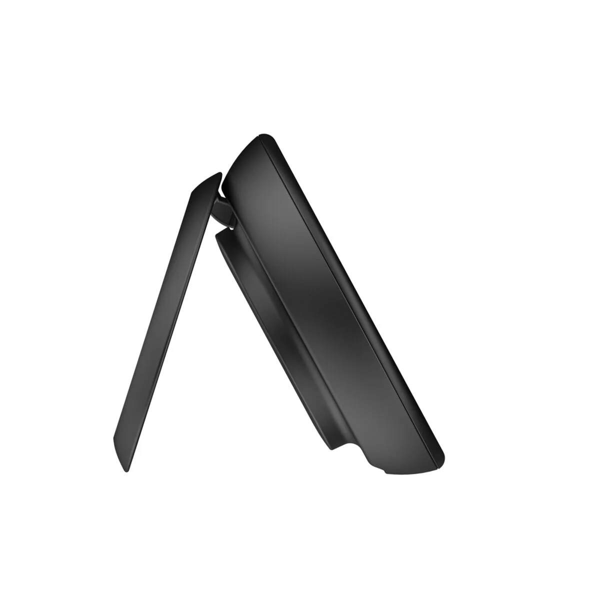 Belkin UltraCharge Magnetic Charger side profile showing the integrated metal kickstand folded open