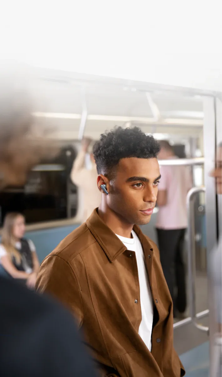 Soundcore Liberty 4 Pro worn on subway commute