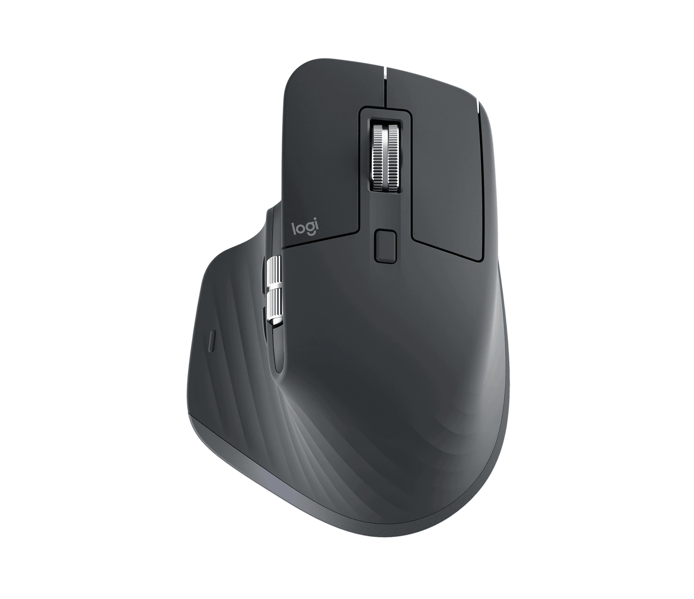Logitech MX Master 3S top-down angled view showing MagSpeed scroll wheel and thumb wheel